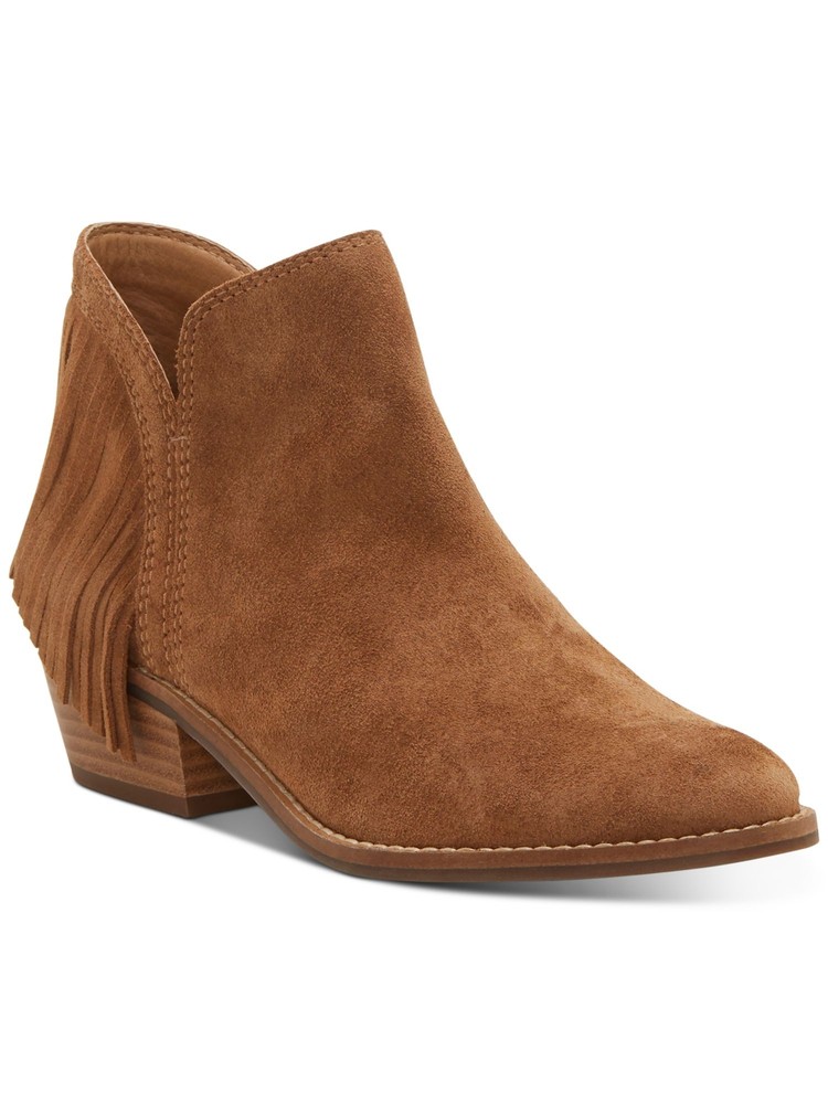 LUCKY BRAND Womens Brown Fringed Freedah Almond Toe Leather Booties 5 M