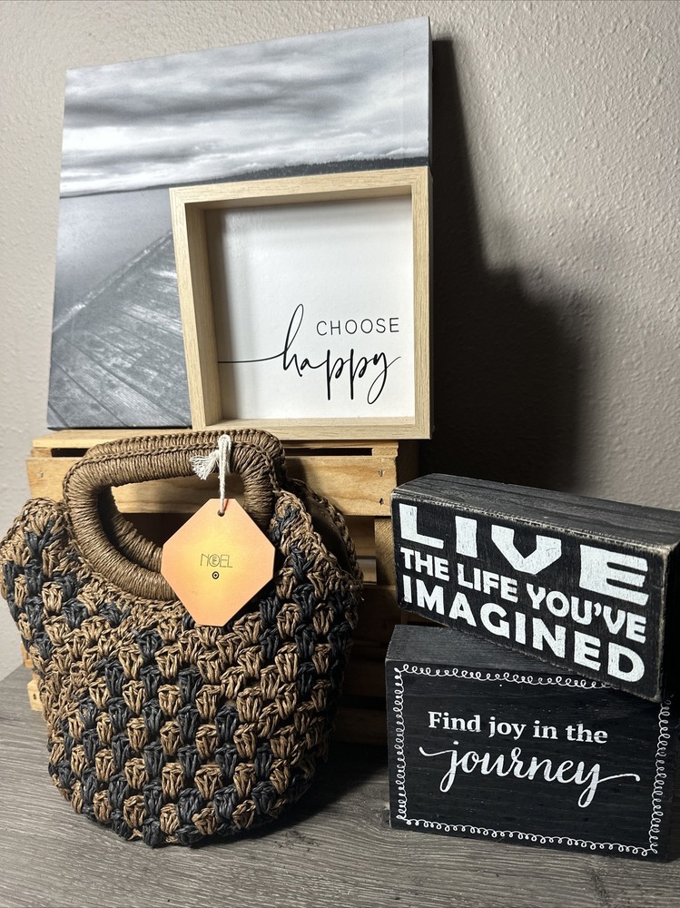 FE NOEL Mini Tote Handbag for Target in Brown Black Weaved Straw NWT