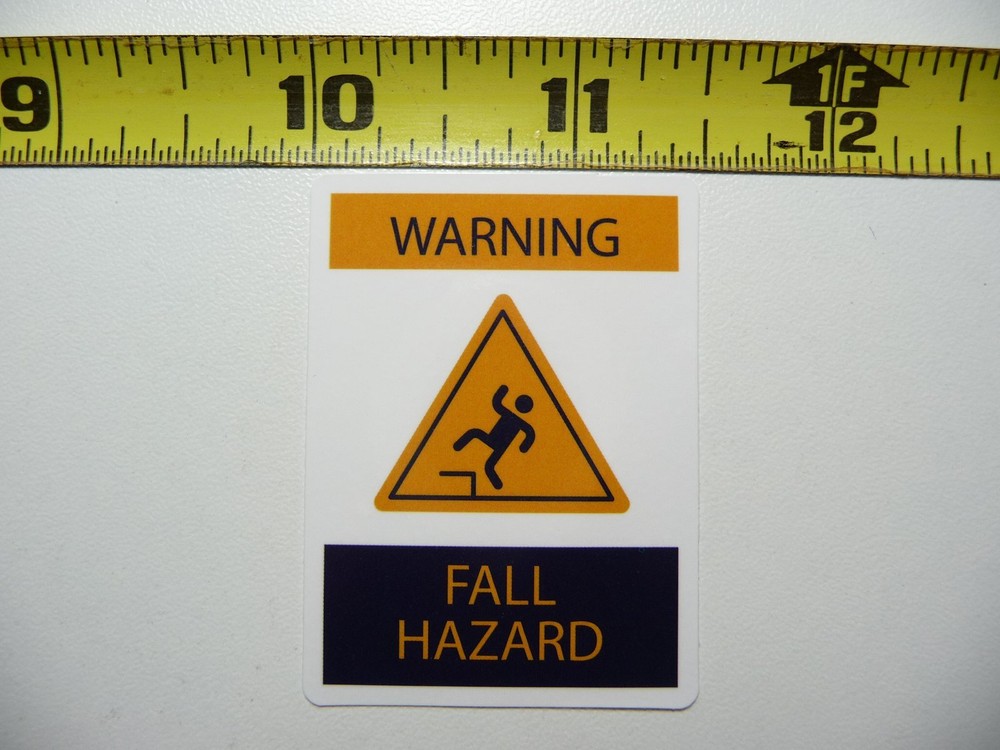WARNING CAUTION FALL HAZARD TRIP STICKER DECAL FUNNY JOKE GAG PRANK FUN