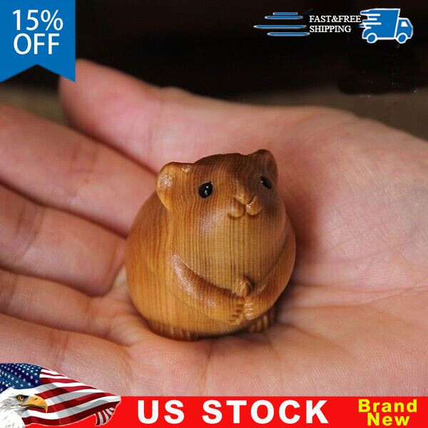 Cliff cypress Wood Carved Figurine Desktop Decoration Statue Animal Toys Gift US
