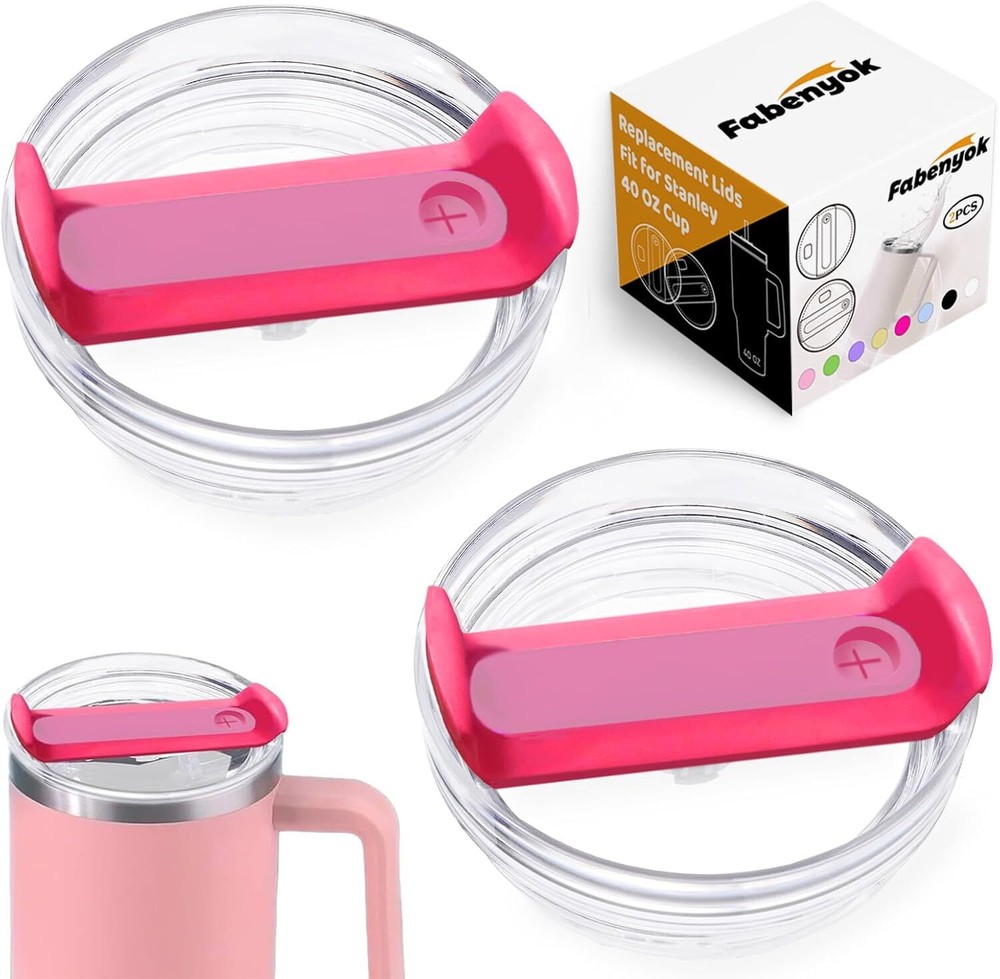 2 Pack Clear 40oz Stanley Cup Tumbler Lid Replacements, Durable Fit for Stanley Cups