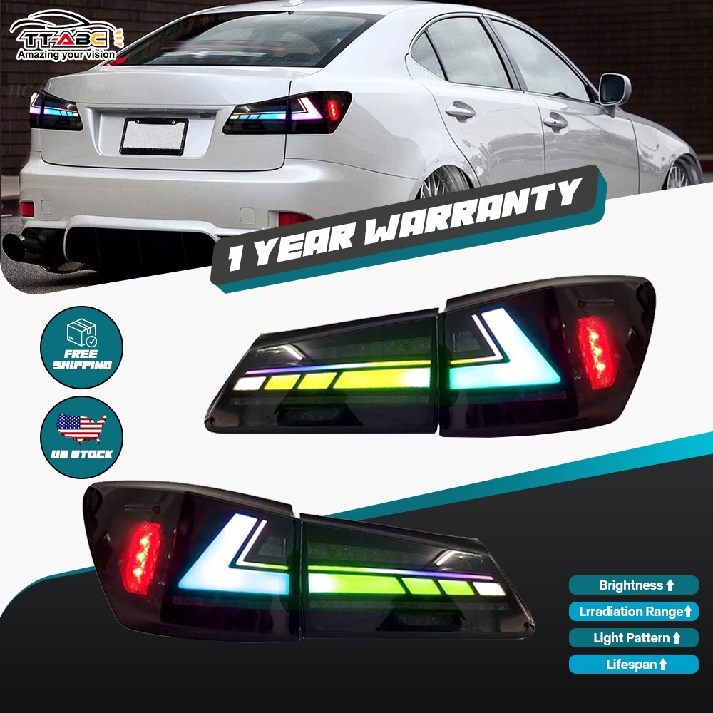 Lexus IS250 IS350 ISF 2006-2013 Smoked LED Tail Lights Pair