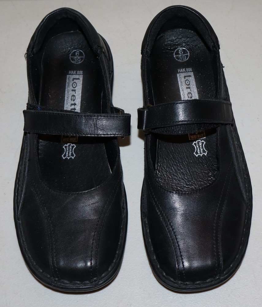 Loretta Women’s Orthopedic Mary Jane Shoes Black Leather Size 6