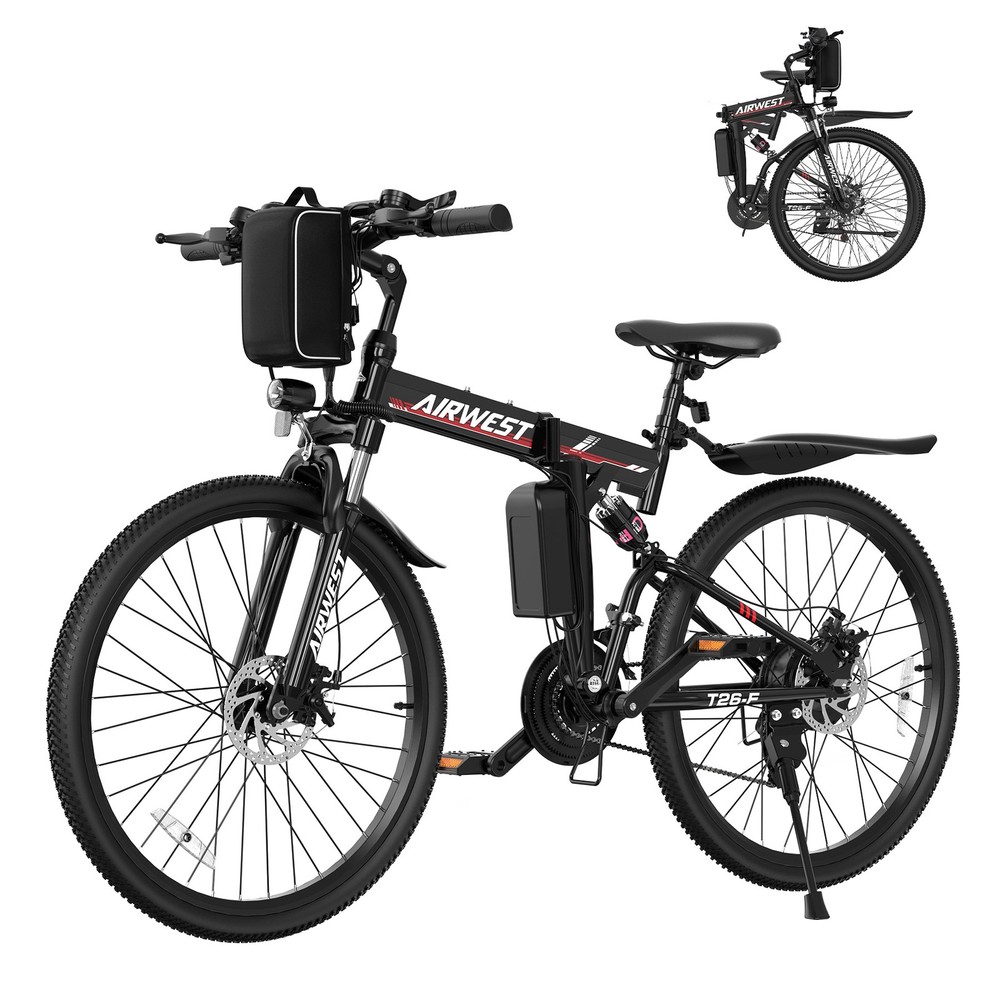 AIRWEST 26 Folding Mountain Ebike 750W 48V 7.8Ah Dual Suspension