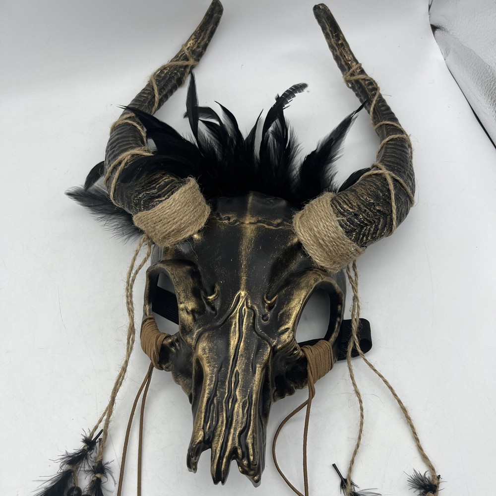 Animal Creature Face Skull Antelope Deer Horn Halloween Costume Mask