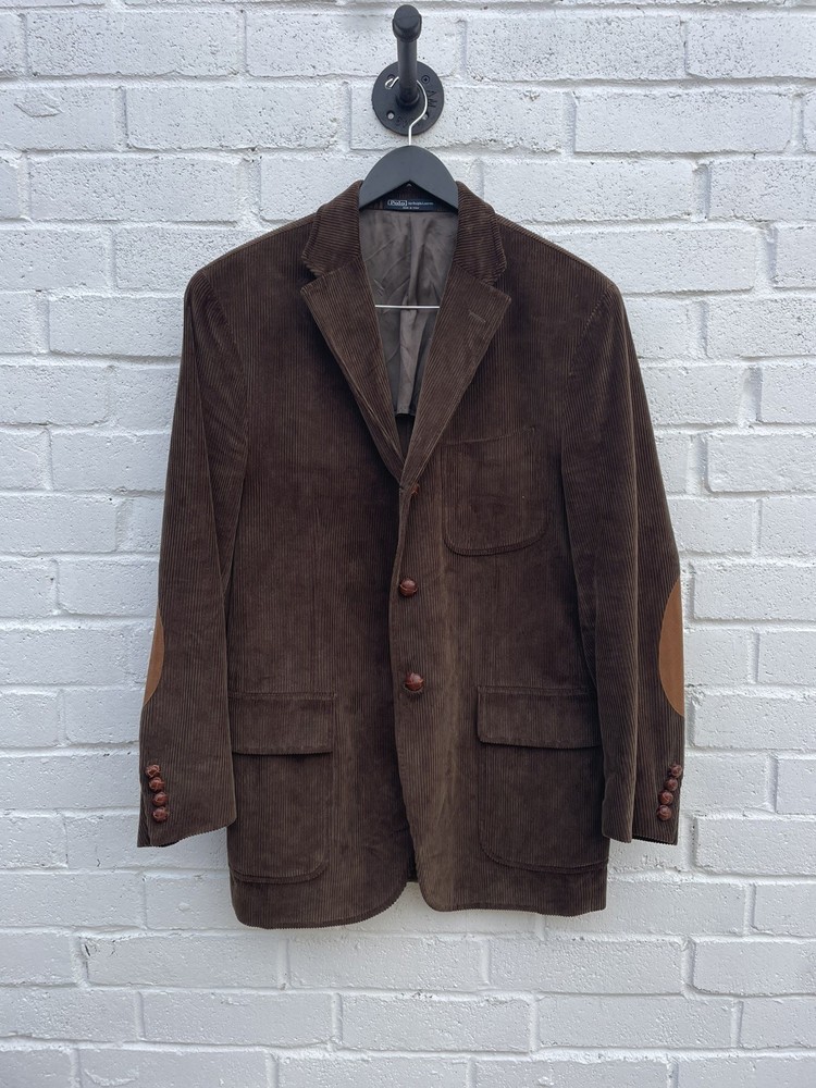 Vintage Polo Ralph Lauren Men's Brown Corduroy Elbow Patch Blazer Size 44L