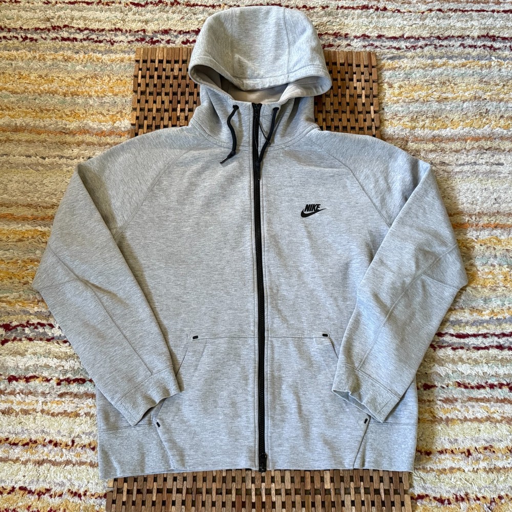 Nike Tech Fleece Grey Black Hoodie Hoodie Jacket Full Zip Men's Size Large L
