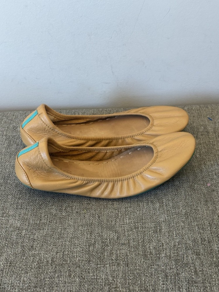 Tieks Camel Tan Leather Ballet Flats Foldable Travel Shoes Women’s Size 8