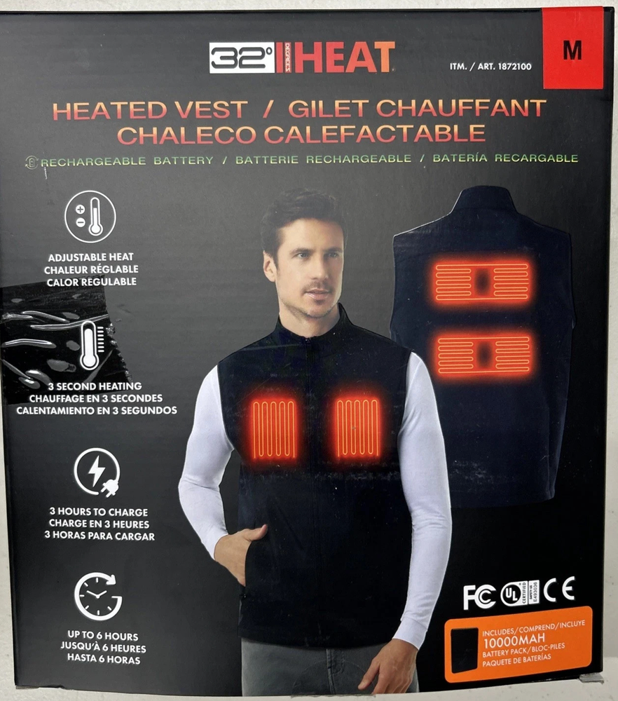 NEW 32 Degrees Rechargeable Heated Vest, Medium - NIB