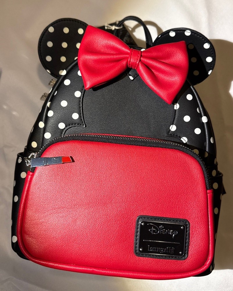 NWT Loungefly Disney Minnie Mouse Polka Dot Mini Backpack with bow