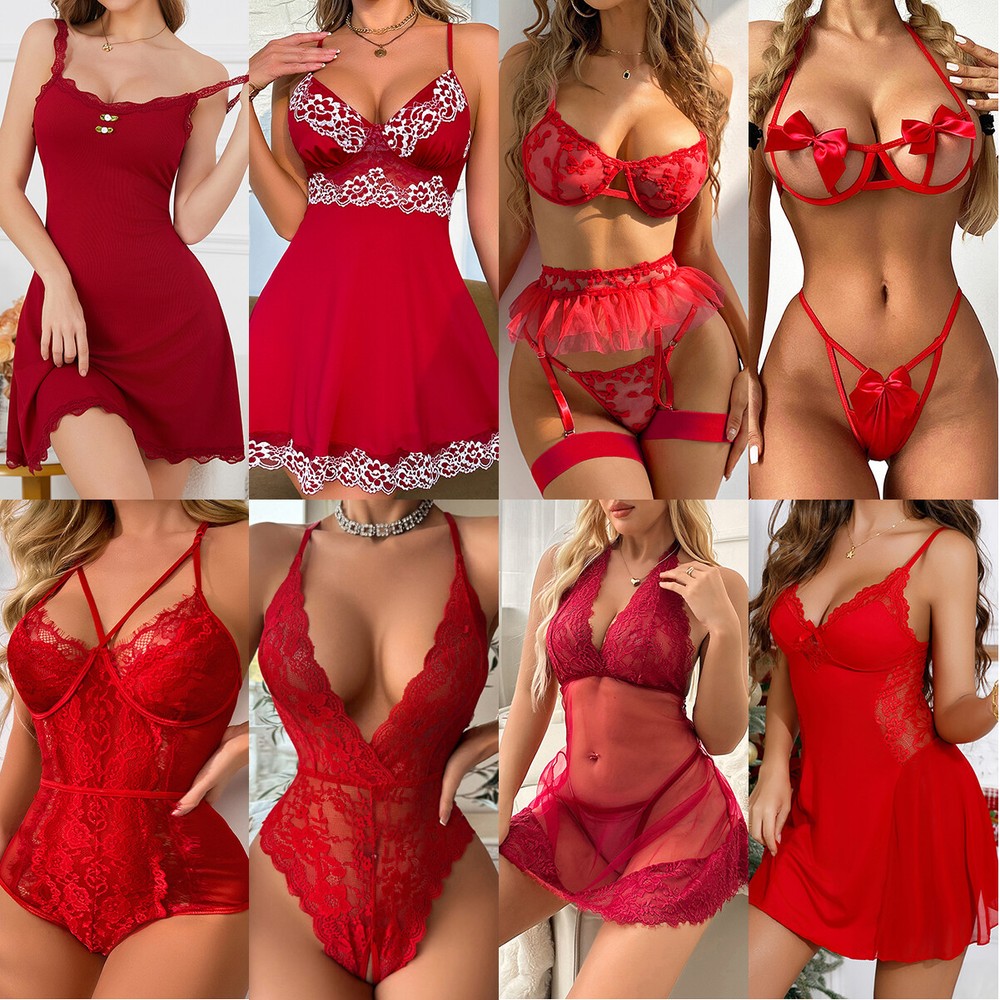 Red Lace Teddy Babydoll Lingerie Set - Sexy Sleepwear & Nightgown