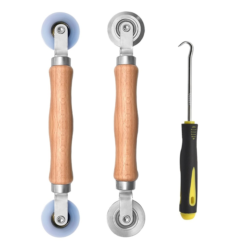 3Pcs Screen Tool Window Screen Spline Roller Tool with Wooden Handle and Stee...