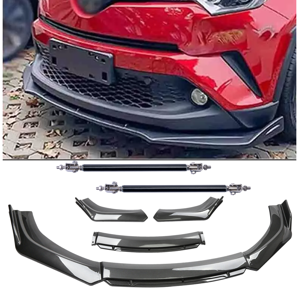Carbon Fiber Black Front Bumper Lip Chin Body Kit For Toyota Matrix Strut Rods