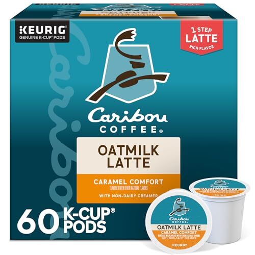 Caribou Coffee Caramel Comfort Oatmilk Latte K-Cup Pods 60 Count Box
