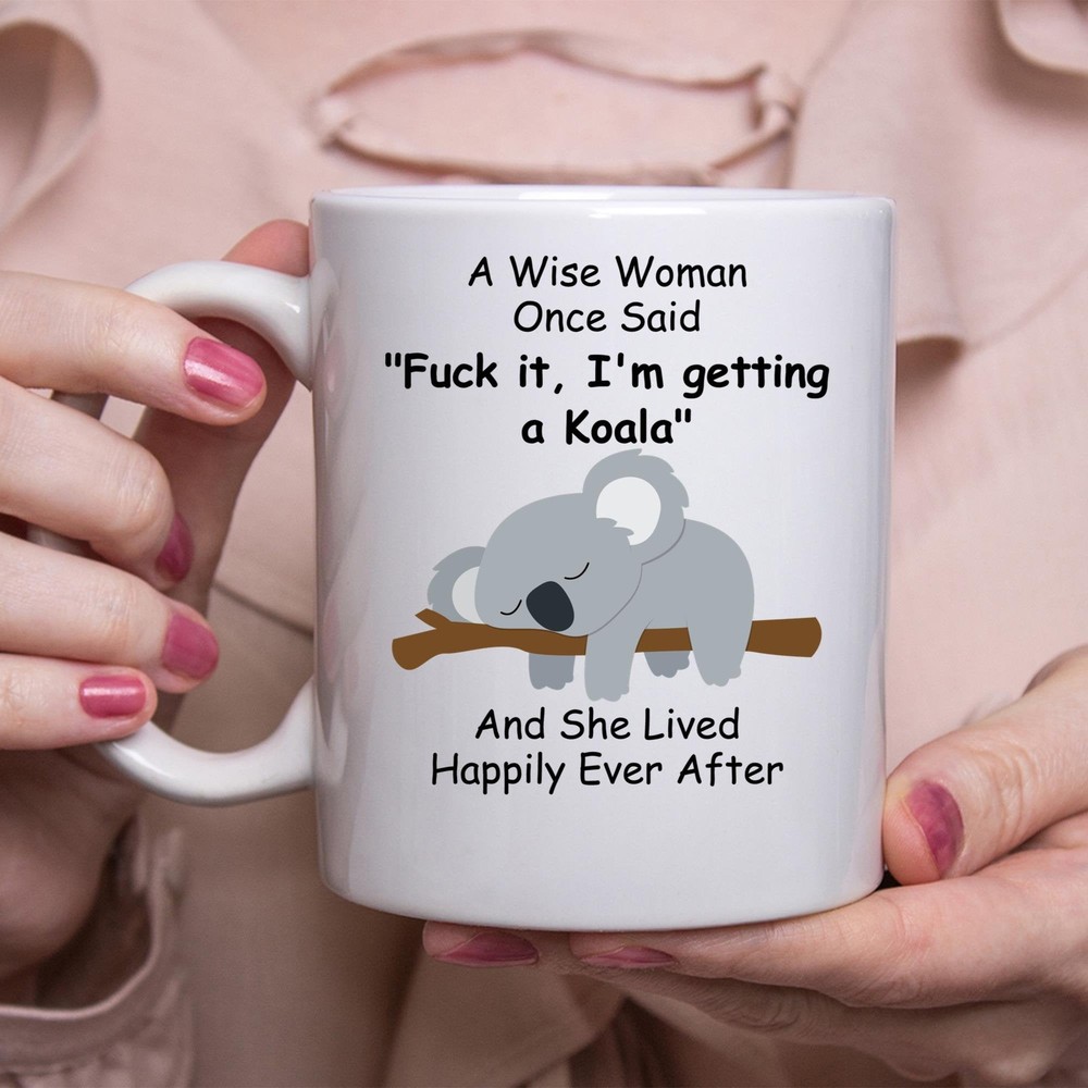 Lazy Koala Coffee Mug Funny Gift For Women White Ceramic Cup