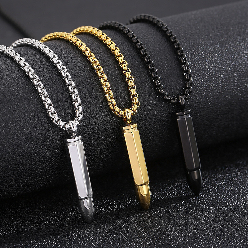 Stainless steel bullet pendant necklace Titanium steel Titanium steel men