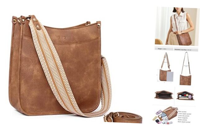 Crossbody Bags For Women Trendy Fashion Shoulder Bag Vegan Leather A1-brown