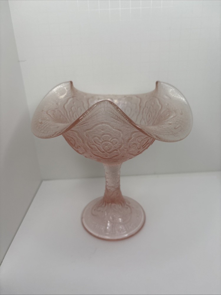Fenton Velva Rose Iridescent Glass Persian Medallion Compote 75Th Anniversary