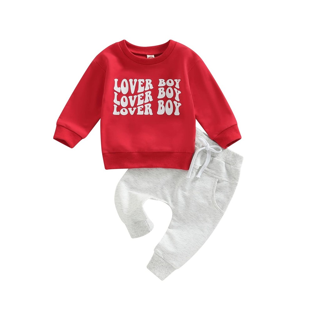Toddler Baby Boy Girl Valentine's Day Outfit Letter Print Crewneck Sweatshirt...