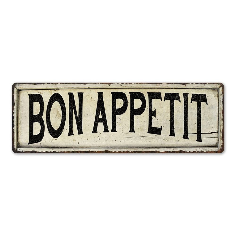 BON APPETIT Sign Farmhouse Signs Wall Decor Art Country Decorations Rustic Vi...