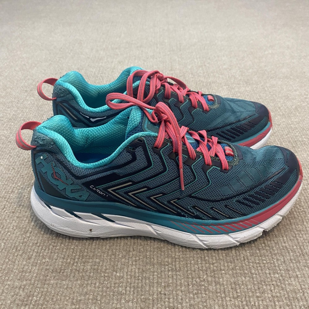 Hoka One One Clifton Running Shoes Womens Size 8.5 Blue Mesh Cushioned 1016724