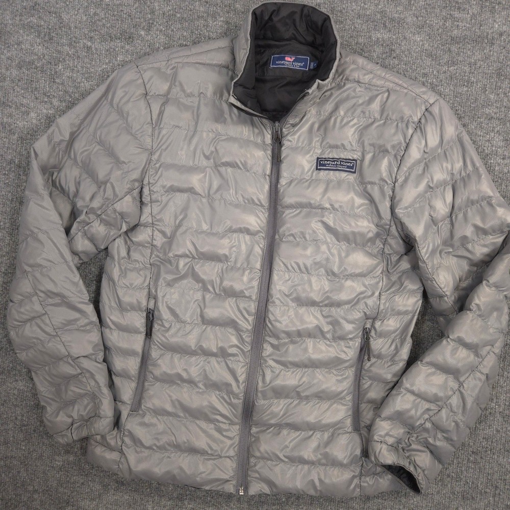 Vineyard Vines Jacket Mens S Gray Puffer Lightweight Primaloft Insulated Preppy