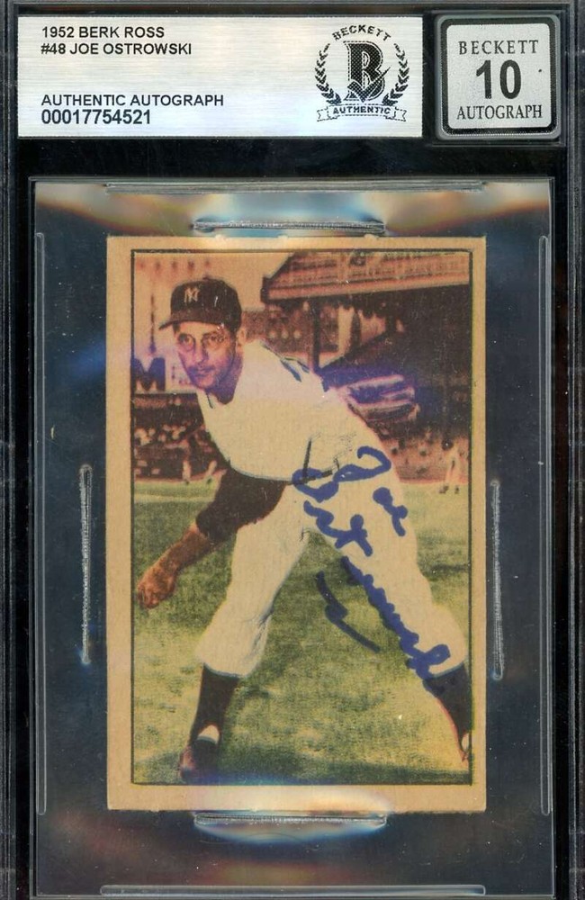 Joe Ostrowski Gem Mint 10 Beckett BAS Signed 1952 Berk Ross Autograph