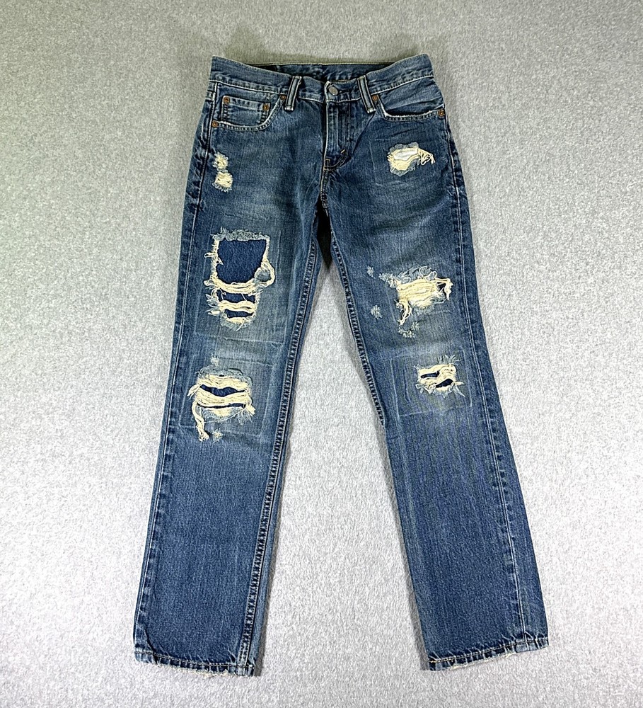 Levi’s 511 Mens Jeans Blue Tag Size 30x30 (28x29) Straight Slim Patches Denim