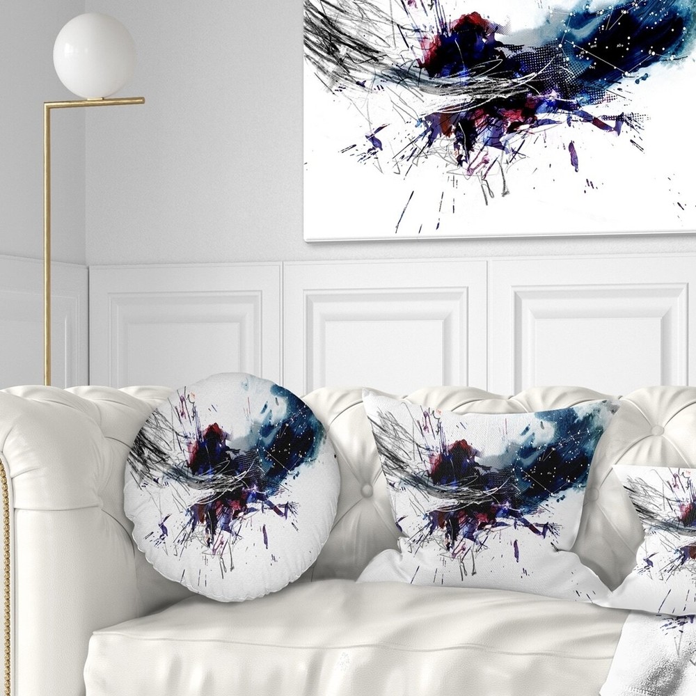 Designart 'Dark Blue Multicolor Stain' Abstract Watercolor