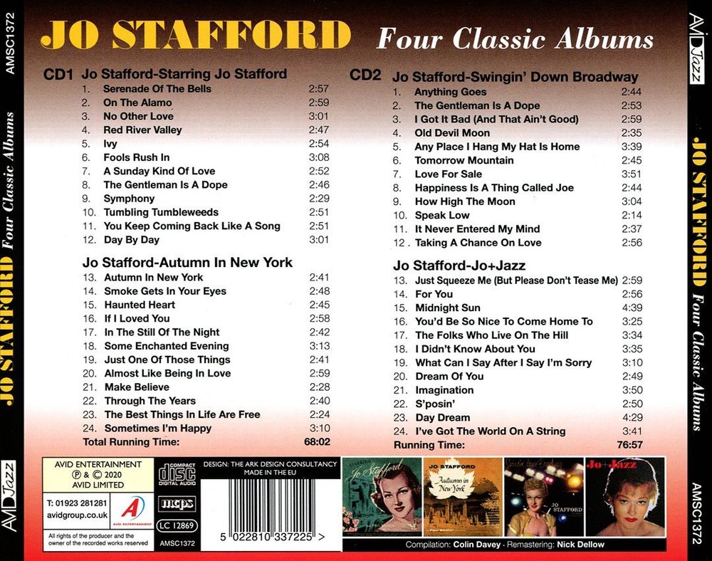 JO STAFFORD FOUR CLASSIC ALBUMS NEW CD