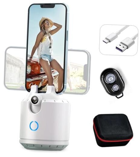 Auto Face Tracking Tripod 360°Rotation,2-Axis Auto Tracking Phone Holder,No