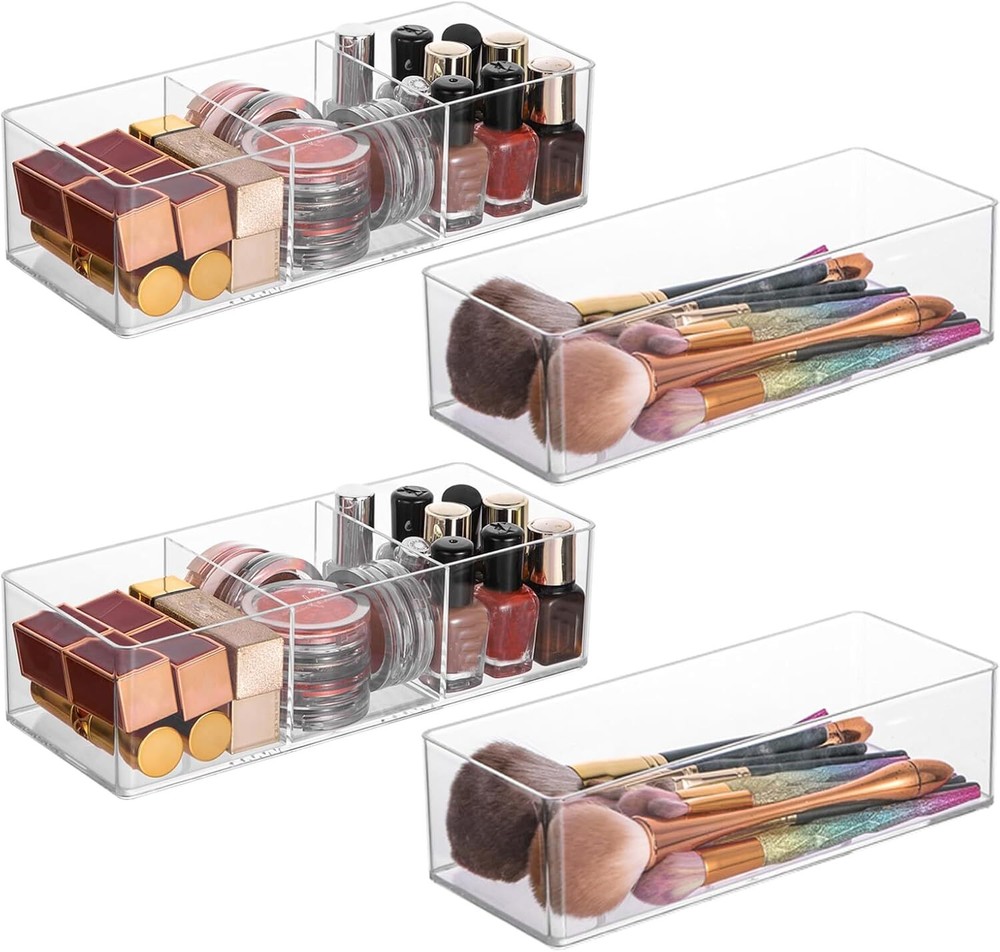 Acrylic Organizer 4-PC Makeup Organizer Countertop for Drawers Organizer Storage