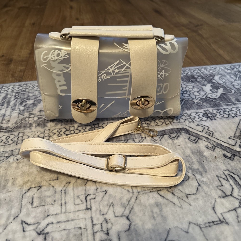 Designer bag Clear/ivory Letter Pattern Shoulder Bag Golden Hardware Cross