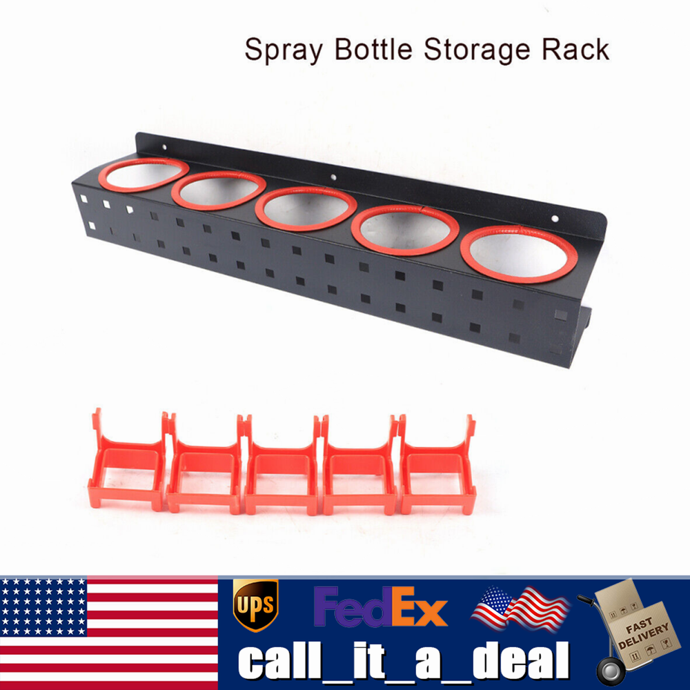 Wall-Mounted Spray Bottle Storage Rack for Detailing Tools & Organizer Rail