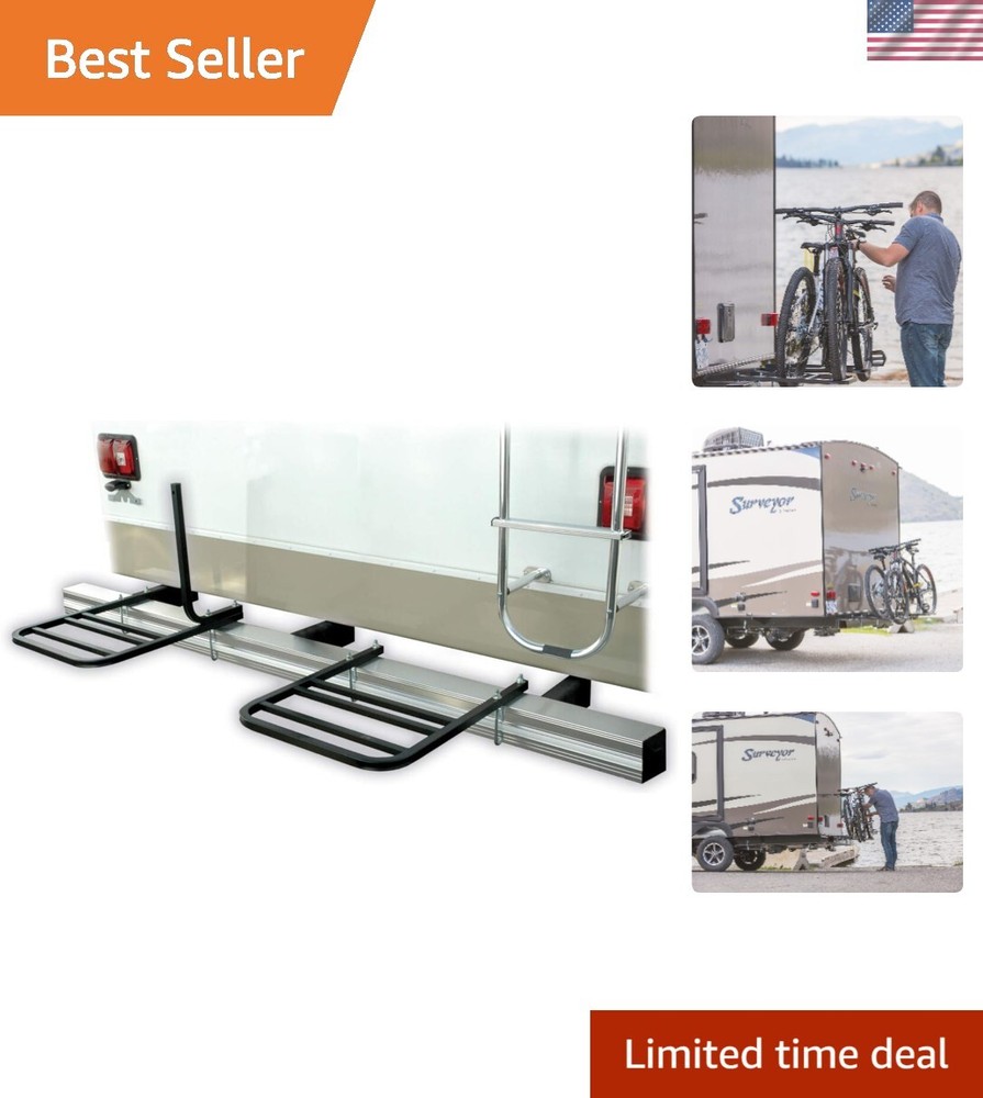 Compact Black RV Bike Bumper Rack – Easy Install Holds 60 lbs