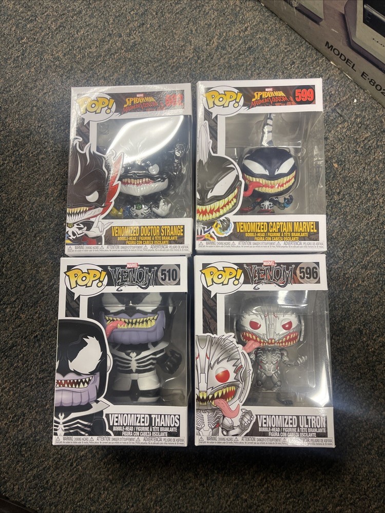 Funko Pop Marvel Venomized Ultron . Thanos , Caption Marvel N Doctor Strange 4x