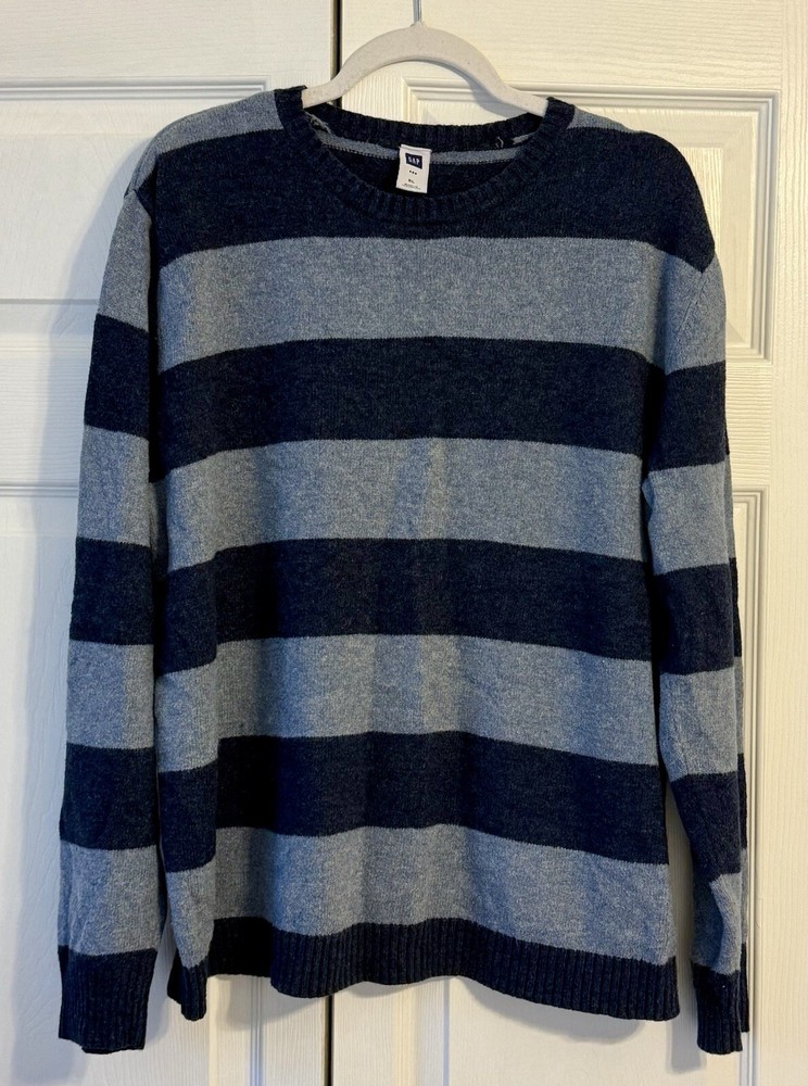 Mens Sz XL,  Dark Blue/Grey-Blue Striped Sweater by Gap
