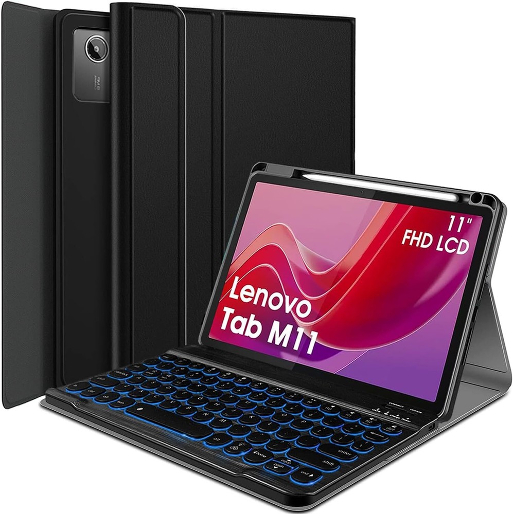 Backlit Keyboard Case for Lenovo Tab M11 2024 11 Inch TB-330FU Tablet, Black