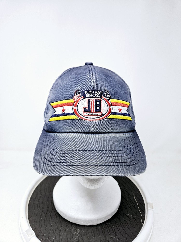 Vintage Justice Bros K-Products 90s Made In USA Blue Snapback Hat FAST SHIPPING