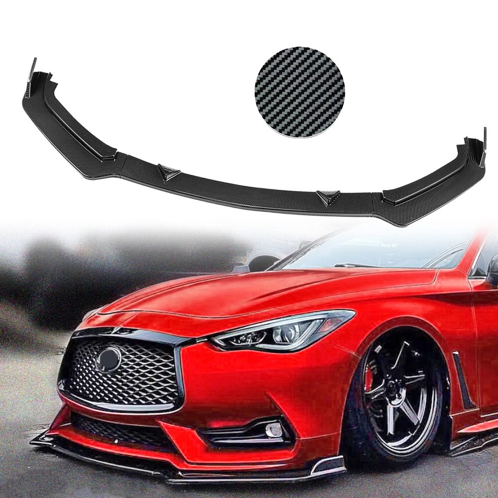 Carbon Style For 2017-2022 Infiniti Q60 Front Bumper Lip Splitter Spoiler 3PCS