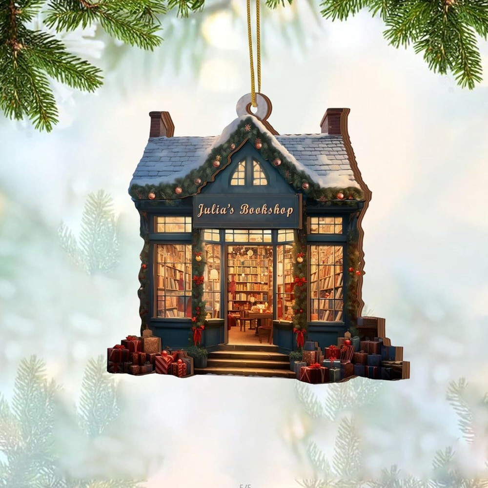 Personalized Bookstore Christmas Ornament Bookshop Ornament Librarian Ornament B