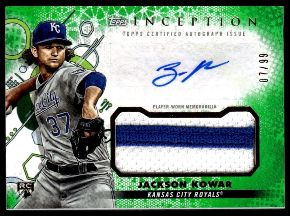 2022 Topps Inception Patch Autographs Green Kansas City #IAPJK Jackson Kowar