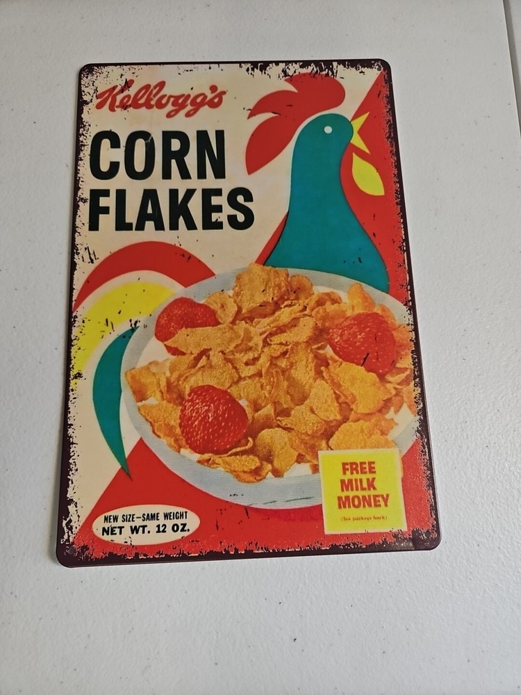 Kellogs Corn Flakes, Rustic Looking, Metal Sign, 8x12
