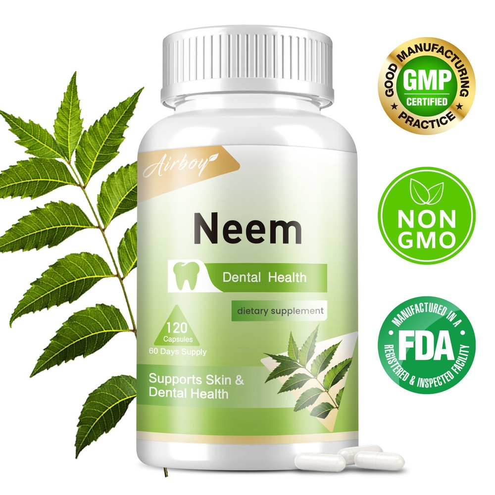 Neem Capsules 650mg - Health of Skin, Hair, Nails Liver,