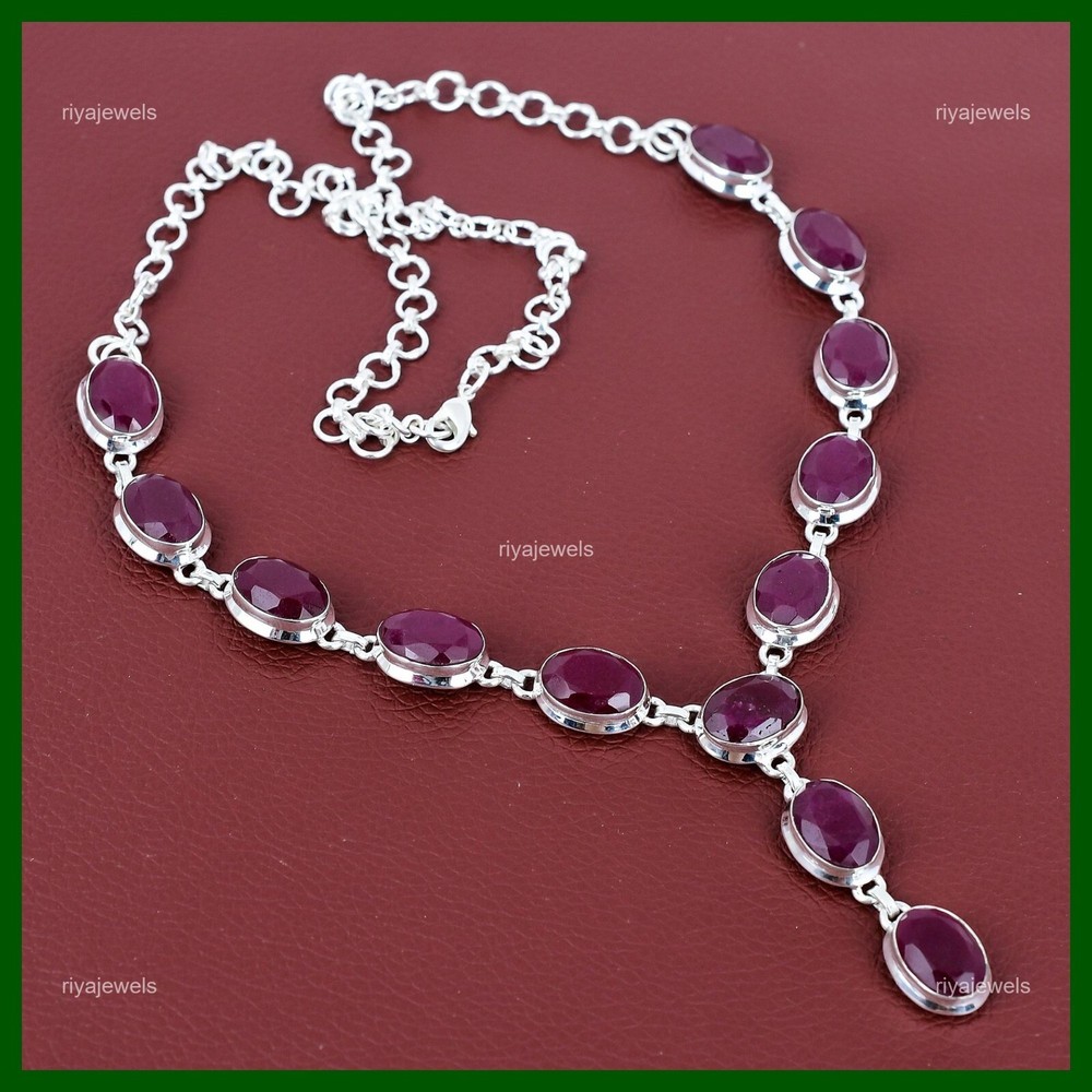 Mothers Day Sale Kashmir Rubi Artisan Chain Necklace in 925 Sterling Silver-image