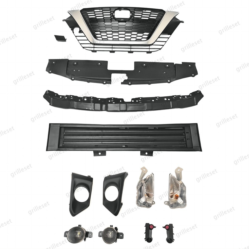 For Altima 2019-2021 Radiator Grille and Shutter with Bumper Fog Light & Bracket