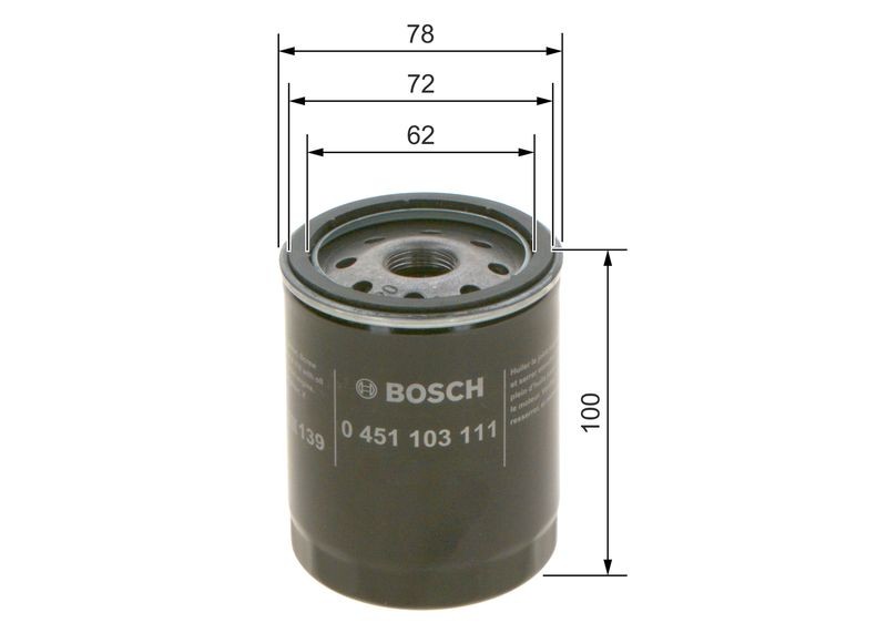 BOSCH 0451103111 Oil Filter Fits Autobianchi Fiat Ford Innocenti Lancia Peugeot