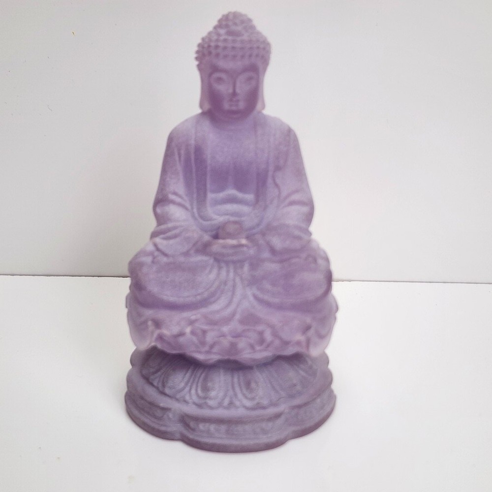 Purple Glazed Resin Medicine Buddha Statue 4.25 Inch Vintage