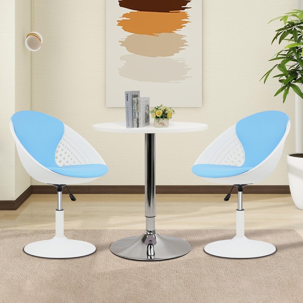 CLATINA 360° Swivel Adjustable Height Egg-Shaped Waiting Chairs Set of 2