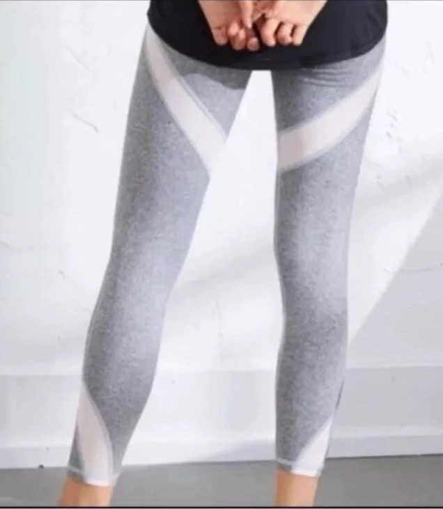 Y2K Aerie High Waisted Grey Mesh Leggings Retro 90s Yoga WMN M